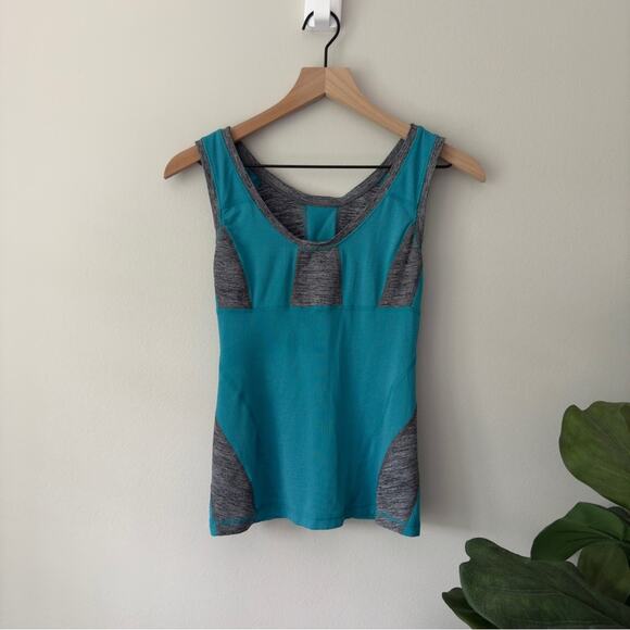 lululemon athletica Tops - Lululemon Run Recharge Tank Top Sleeveless Teal Gray Lightweight Athletic Active
